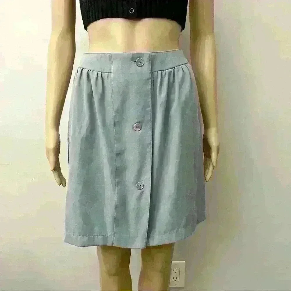 Robert Pastel Blue high waisted A-line button front  mini skirt. Size XS.